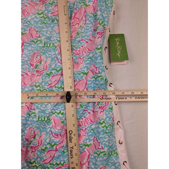 LILLY PULITZER Size 6 Lobstah Roll Dress "Delia"Lace Up Lobster Print Womens Nwt - Picture 10 of 11